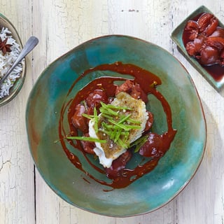 obst im glas dorschfilet soja pflaumen basmatireis